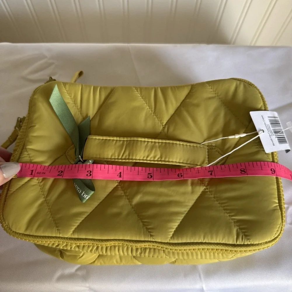 Vera Bradley Women's Featherweight Brush Up Cosmetic Toiletry Case Golden Olive